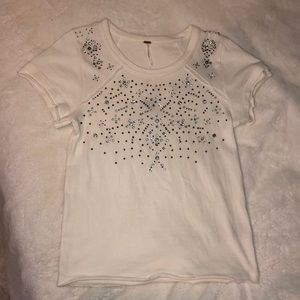 NWT Free People white top with jewels size S